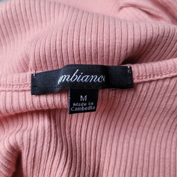 Ambiance Casual Tank Dress Stretch Ribbed Cotton Knit Sleeveless Mini Pink sz M - Picture 4 of 12